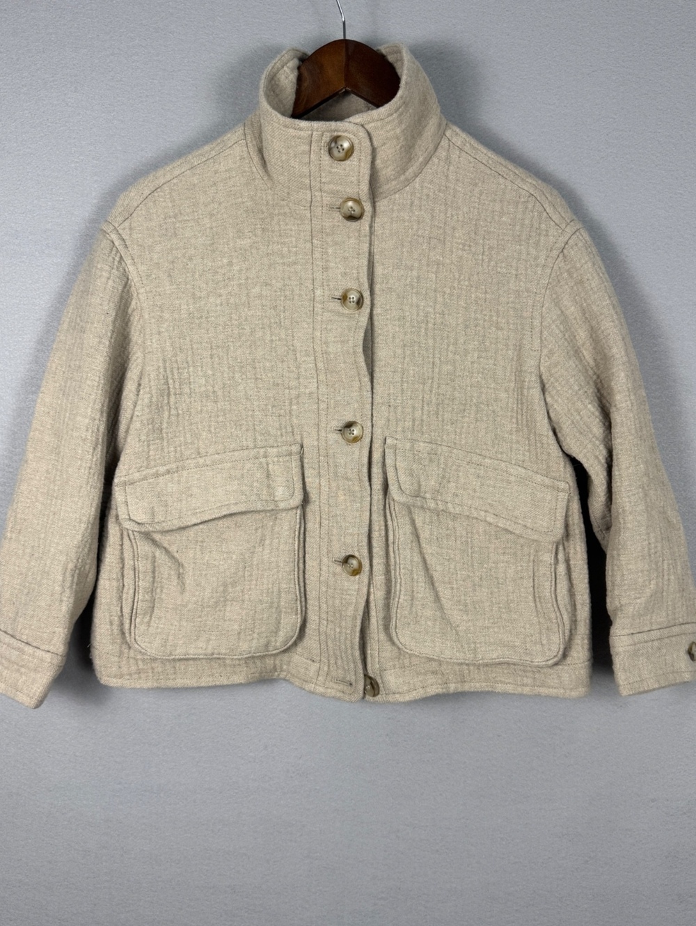 Madewell Cream Women XS Button Front Wool Jacket